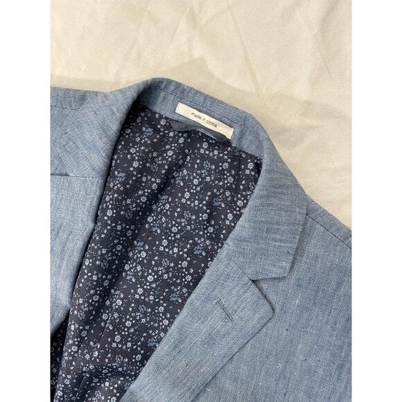 BAR III 100% linen formal chambray blazer 40S Suit lightweight jacket - Picture 7 of 11